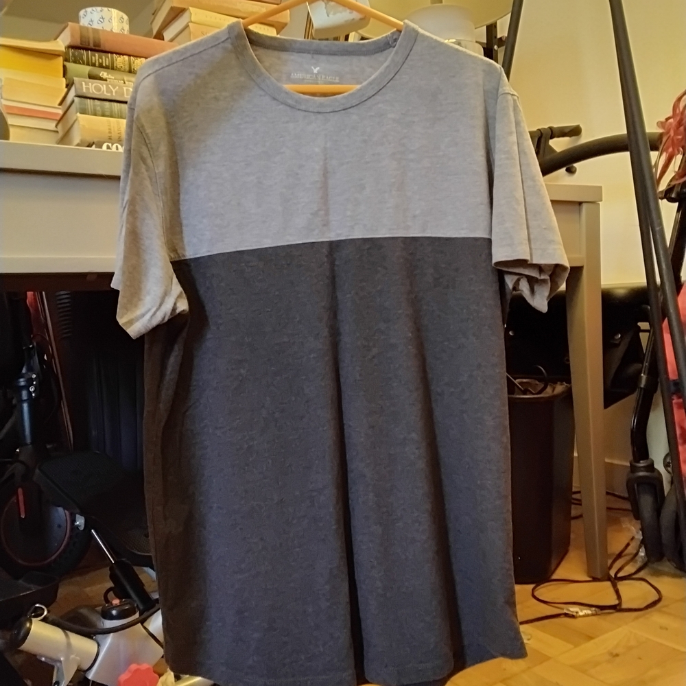 American Eagle Outfitters Two-Tone Gray and Dark Gray Men's Tee
